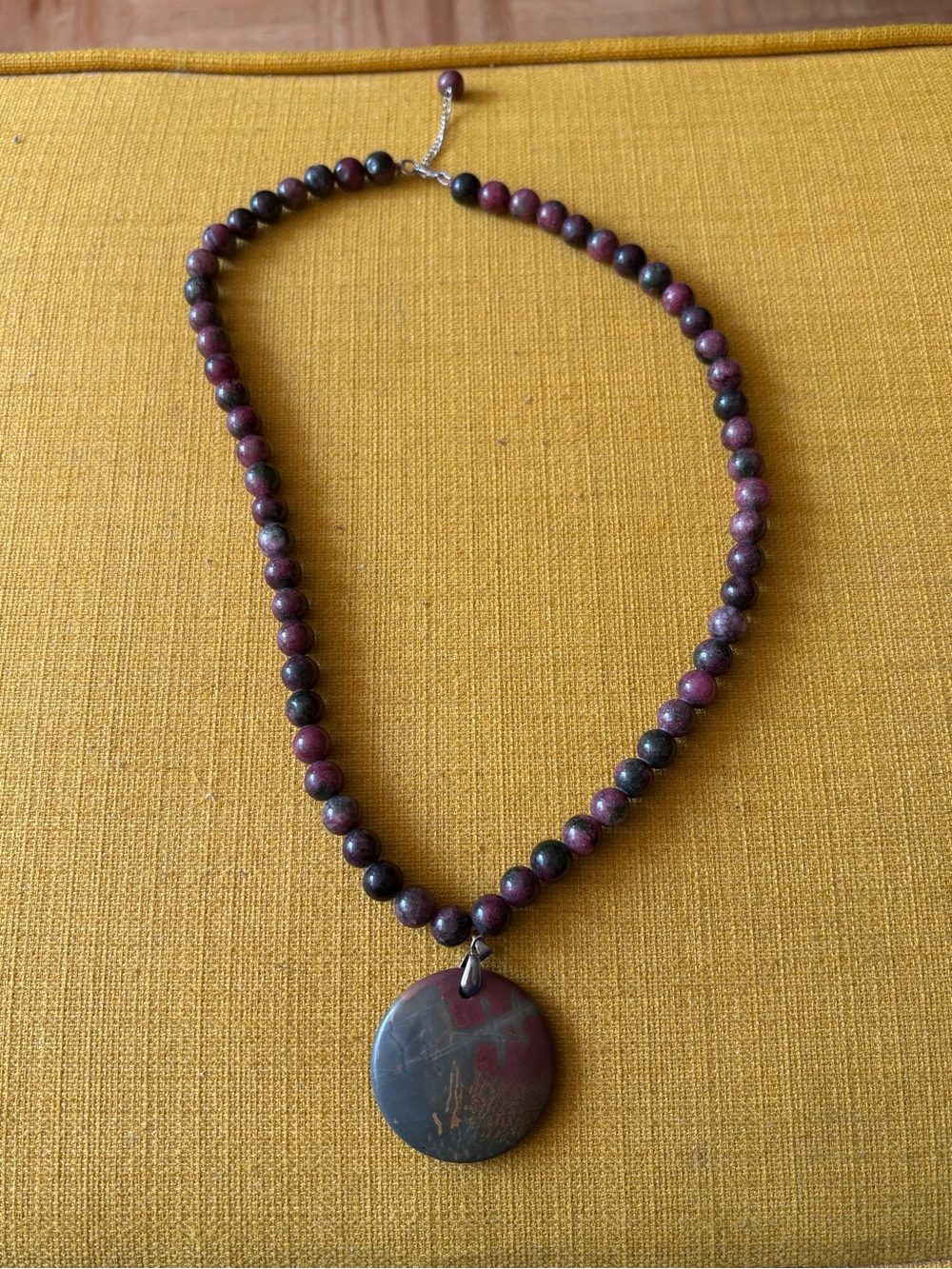 Green and Red Beaded Pendant Necklace - Elegant Gemstone Style